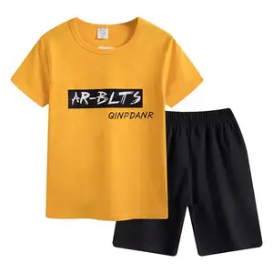 6-12 tuổi màu sắc phù hợp với bé trai và bé gái giản dị quần short áo thun ngắn tay phù hợp với quần áo trẻ em