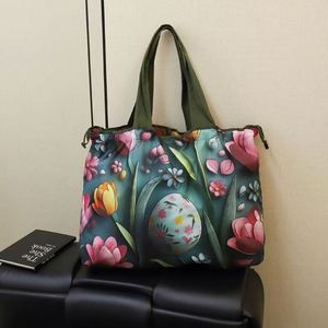 Bolsa de Compras Reutilizable, Plegable, Impermeable, de Poliéster, Colorida, con Diseño de Flores Impresas Personalizadas, Ecológica, para Supermercado, 2026 - Product Image 5