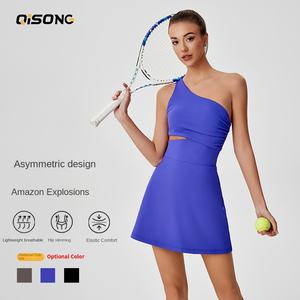 Женская юбка для тенниса и йоги с открытым плечом, облегающая, быстросохнущая, приятная к телу, для активного отдыха - Product Image 2