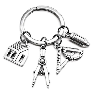 Porte-clés créatif en métal avec règle et boussole, accessoires de bijouterie pour étudiants en ingénierie, architectes, ingénieurs, agents immobiliers - Product Image 5