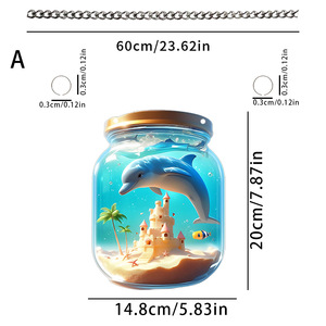 Décoration de fenêtre écologique transfrontalière en résine acrylique, motif elfe marin, fée, sirène, avec pendentif disque peint et chaîne, pour pot Mason - Product Image 5