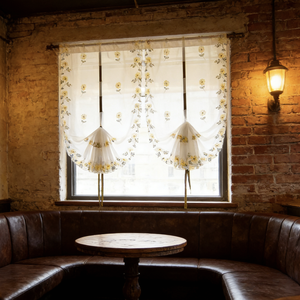 Voilage romain brodé vintage avec bordure en dentelle festonnée, demi-<span class=keywords><strong>rideau</strong></span> pour café, restaurant, ferme, <span class=keywords><strong>rideau</strong></span> à enrouler - Product Image 6