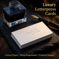 Cartes de visite de luxe en relief sur papier coton, gaufrage à sec, impression profonde, logo personnalisé, option dorure à chaud, fabrication OEM, vente en gros