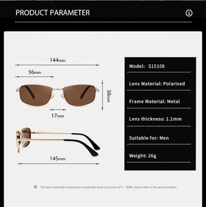 Kacamata Hitam Pria Mewah Berkualitas Tinggi UV400 Elegan Desainer Outdoor Polarisasi Warna Gradasi Emas Merek Ternama Laris Manis - Product Image 2