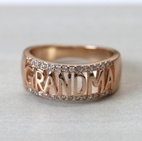 AAA14 Trendige Gravierte Großmutter-Ringe als Weihnachtsgeschenk für Frauen Roségold-Plattiert mit Kleinen Diamanten Besetzter Legierungsring