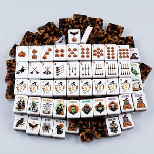 En Stock, Diseño Original, Juego de Mahjong Americano Clásico de Halloween, Color Carey, 160 Fichas, Estándar NMJL, Listo para Enviar - Product Image 1