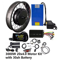 Kit de conversion de moteur de moyeu arrière pour vélo électrique Fat Bike 20 pouces 60V 72V 3000W 20x4.0 20*4.0 avec batterie 30Ah