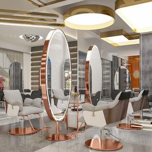 Canada Hot Sale Large Full Length Gold Styling Barber Salon Wall Ounted Hairdressing <b>Makeup</b> <b>Led</b> Beauty Salon <b>Mirror</b> - Product Image 4