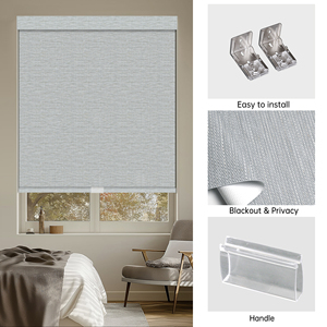 SAMADHI Modern Plain Blackout Roller <b>Shades</b> for <b>Windows</b> Soft Fabric Light Blocking Bedroom Kitchen Bathroom - Product Image 4