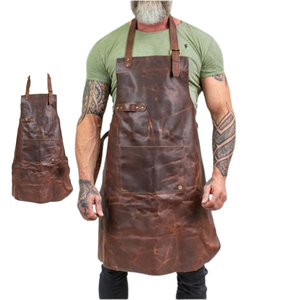 High Quality Customizable Sleeveless Leather <b>Kitchen</b> <b>Apron</b> Signature Waist Type for Barber Usage - Product Image 4