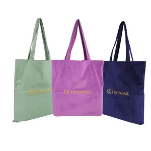 Sacs à provisions brodés en <span class=keywords><strong>velours</strong></span> côtelé sac fourre-tout en <span class=keywords><strong>velours</strong></span> côtelé - Product Image 1
