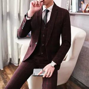 A Man'S 3 Piece Suit For Business Meetings Gray And Maroon Men'S Mburgundy Suit Black Winter Men Blue Colour