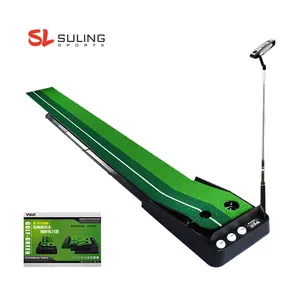 Tùy Chỉnh Di Động Văn Phòng Trong Nhà Mini Golf Cỏ Nhân Tạo Cỏ Đặt Thực Hành Màu Xanh Lá Cây Mat Với Tự Động Bóng Trở Lại