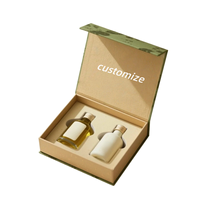 Boîte cadeau magnétique à rabat vert mat personnalisée avec insert en mousse à double compartiment, matériaux recyclés, revêtement UV et gaufrage