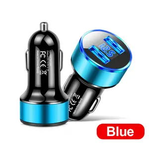 Hot Selling Dual Usb Car Charger Adapter 2 Usb Port Led Display Car Charger 12V To USB Outlet LED/LCD Display
