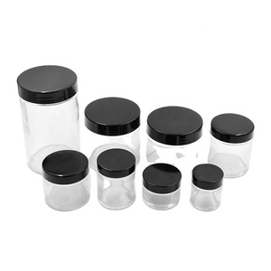 Nhà Máy 1 <span class=keywords><strong>oz</strong></span> -18oz 1G, 3.5G, 7g, 14g Lọ hoa thủy tinh thẳng mặt Jar childproof container với màu đen CR có nắp đậy - Product Image 1