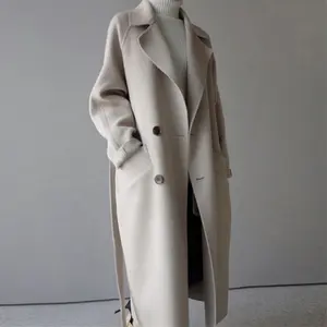 Hot Selling Lange Winter Dames Jas Double Breasted Peacoat Trench Overjas Kasjmier Wollen Jassen Vrouwen