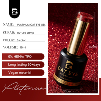 Beau Color Factory Nouveauté 6 couleurs Vernis Gel UV Effet Œil de Chat Platine Magnétique Sans TPO/HEMA OEM