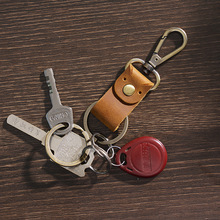 Genuine Leather Zinc Alloy Car Key Chain Pendant Personalized <b>Creative</b> <b>Gift</b> Key Ring Embossed Vintage Leather Craft - Product Image 3
