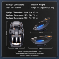 Fauteuil de massage électrique de luxe à double moteur 4D avec fonction de massage du corps entier à gravité zéro et fonction de massage sur rail SL