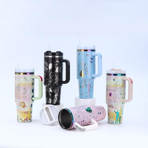 Gobelet isotherme personnalisé en acier inoxydable de 40 oz avec paille et poignée, imprimé en 3D, anti-fuite, pour camping et voyage - Product Image 1