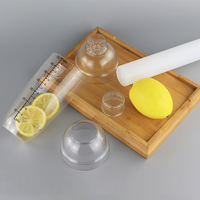 Botol Shaker Teh Susu Bahan PC Ramah Lingkungan Premium, Set Gelas Shaker Pengukur Es Lemon Resin Bening 700/1000ml