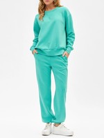 Vente en gros sur mesure pour femmes automne rayé manches longues col rond sweats pull pantalon sport deux pièces ensemble fabricant