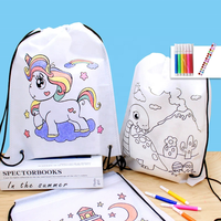 Maternelle Peinture À La Main DIY Dessin Enfants Graffiti Aquarelle Cordon Sac Enfants Cordon Sac À Dos