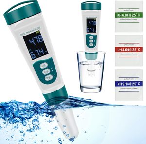 เครื่องวัดคุณภาพน้ำ 5 in 1 สำหรับการเพาะเลี้ยงสัตว์น้ำ วัดค่า <span class=keywords><strong>PH</strong></span>/tds/ec/ความเค็ม/อุณหภูมิ  แบบปากกา สำหรับการบำรุงรักษาสระว่ายน้ำ  OEM พลาสติก หน้าจอ LCD ความแม่นยำ 2% - Product Image 1