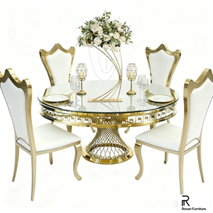 Thép không gỉ màu đen sang trọng vòng bàn ăn với Kính hàng đầu cho các sự kiện - Product Image 3