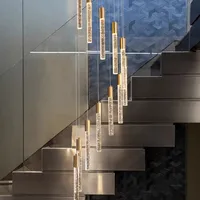 Lustre d'escalier de tête de lampe multi de luxe lumières pendantes transparentes d'île de cuisine d'intense luminosité