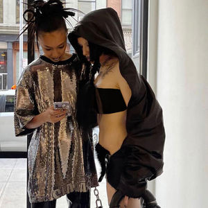 Vêtement d'extérieur Urban Baddie, shacket en cuir à ourlet effiloché, veste oversize unisexe pour le style urbain et les sorties nocturnes - Product Image 6