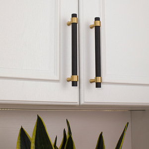 Modern Minimalist Brass Cabinet Doors & Drawers Black Handle Shoe Cabinets with Gold Handles Wholesale <b>for</b> Kitchen Application - Product Image 4