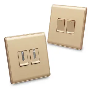 Wenzhou switch manufacturers Hunk electric supply gold wall switch 2 gang 1 way switch