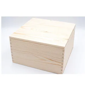 Large Unfinished Quality Wooden Pine Boxes with Lids Keepsake Pine Boxes for Home Decor small wooden crate