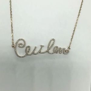 Xinfly 18k Real Gold Jewelry Ice Out Rectangular Pendant Full Natural Diamonds <b>Custom</b> <b>Name</b> Letter <b>Necklace</b> - Product Image 5