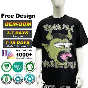 Plain 240 Gsm Cotton Cropped Graphic T Shirts Men Design Heavy Weight Screen Print T-Shirt Manufacturer Custom Logo