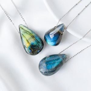 Natural Crystal Labradorite Water Drop Pendant <strong>Painted</strong> Moonstone Raw <strong>Stone</strong> Polished for Souvenir or Model - Product Image 1