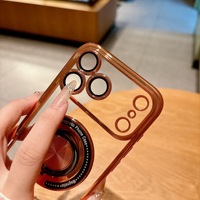 Support magnétique rotatif électroplaqué pour iPhone 13 14 15 15 17 18 ProMax 16 Plus, protection intégrale de l'objectif de l'appareil photo, coque antichoc
