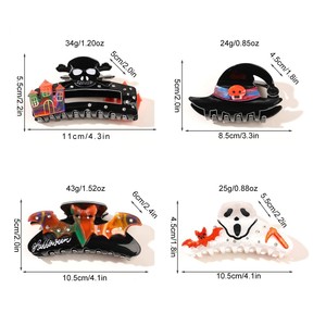 Pinzas para el Cabello Divertidas para Fiestas de Halloween, Pinzas para el Cabello con Estampado de Fantasma y Araña, Accesorios Festivos para el Cabello - Product Image 2