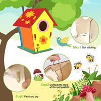 Kit de nichoir à oiseaux en bois massif moderne à faire soi-même pour enfants - Bricolage et peinture pour filles et garçons