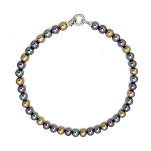 French Retro Color Light Luxury <strong>Queen</strong> Crystal Glass Pearl Necklace Tahiti Morandi Mixed Color Black Pearl Necklace - Product Image 6