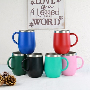 WUJO Cốc Uống Rượu Hình Quả Trứng Bằng Thép Không Gỉ 18/8 Logo Tùy Chỉnh 12Oz Nhà Sản Xuất Cốc Hút Chân Không Cốc Cà Phê Có Tay Cầm - Product Image 3