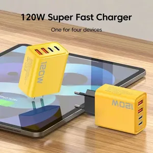 Adaptateur de <span class=keywords><strong>charge</strong></span> rapide <span class=keywords><strong>4</strong></span> ports USB-C/USB-A 120W PD <span class=keywords><strong>Quick</strong></span> <span class=keywords><strong>Charge</strong></span> 3.0 pour téléphones 16/15 - Product Image 2