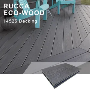 Plastik Pvc Decking Kayu Plastik Komposit 145*25Mm Lantai Kayu Luar Ruangan Deck Kayu