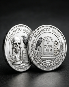 Moneda Conmemorativa Personalizada 3D Memento Mori Carpe Diem |   Diseño de Cuervo |   Moneda Conmemorativa Stoic de Metal para Coleccionistas y EDC - Product Image 4