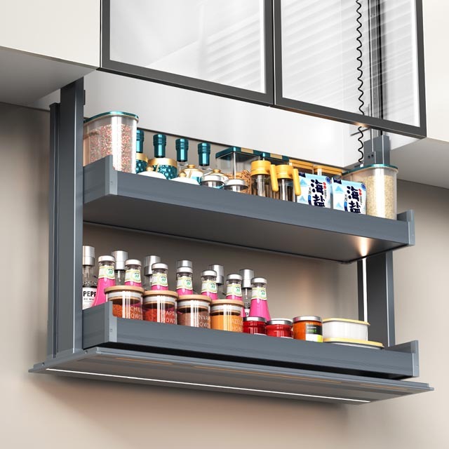 Ontech Hot Selling Kitchen Cabinet Accessories New Arrival Dark Grey Smart Lifting Furniture With Anti-Corrosion Korean Design