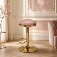 Tabouret de bar moderne et simple, rembourré, avec coussin rond en tissu, pivotant, base en métal poli, repose-pieds intégré, pour la maison ou le pub