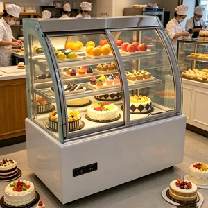 Vitrine Réfrigérée Commerciale Courbe pour Gâteaux et Desserts, Meuble de Présentation de Pâtisserie, Comptoir Réfrigéré pour Boulangerie - Meilleures Ventes - Product Image 1
