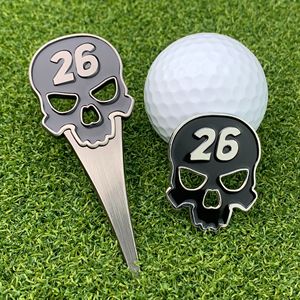 Ensemble de marqueurs de balle magnétiques en métal en forme de crâne pour le golf, en alliage de zinc, accessoire multifonctionnel, coffret cadeau - Product Image 3